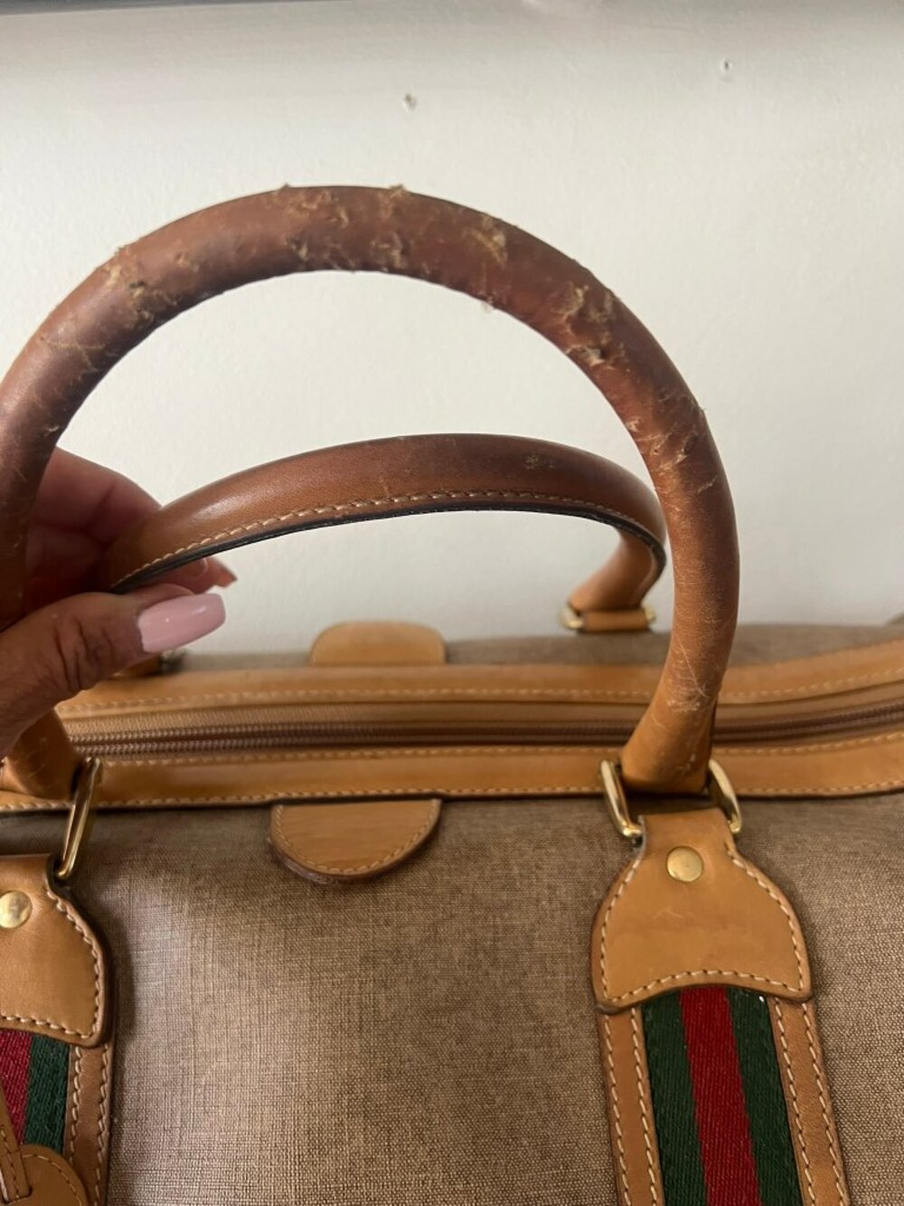 VINTAGE 70'S GUCCI BOSTON CANVAS DUFFLE TRAVEL BAG - Picture 8 of 17